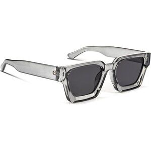 ⚡Men Grey Fashion Thick Trendy Square Shades Rectangle Designer SunGlasses